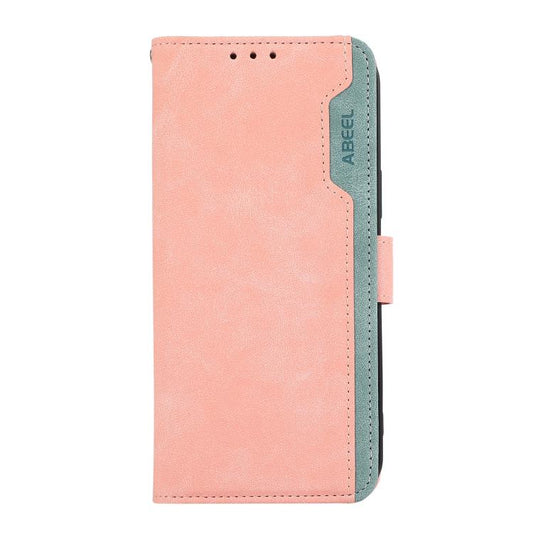 ABEEL Color Block Magnetic RFID-Leder-Handyhülle, für iPhone 16e / 17e, für iPhone 17 Pro Max, für iPhone 17 Pro, für iPhone 17, für iPhone Air, für iPhone 16 Pro Max, für iPhone 16 Pro, für iPhone 16 Plus, für iPhone 16, für iPhone 15 Pro Max...