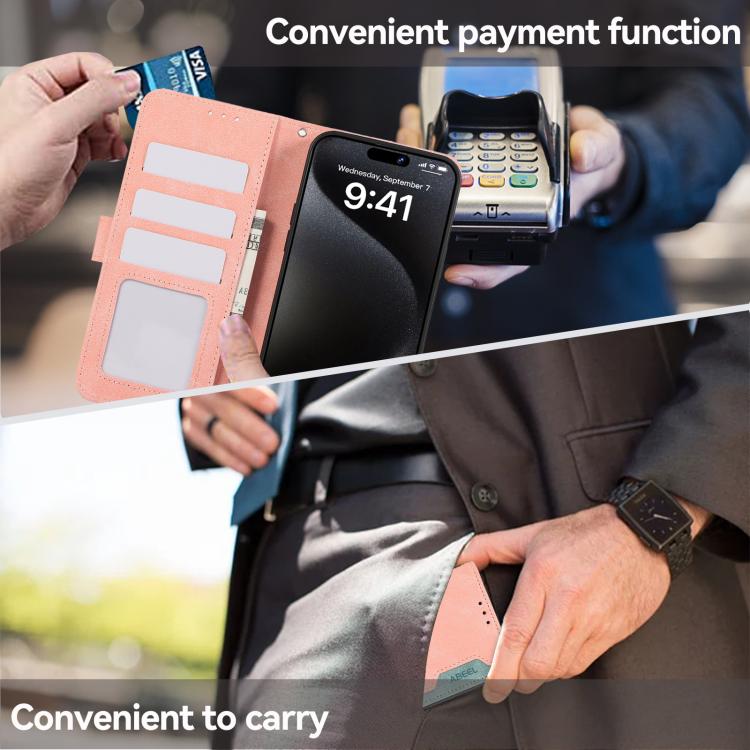 ABEEL Color Block Magnetic RFID Leather Phone Case, For iPhone 18 Pro / 17 Pro, For iPhone 18 Pro Max / 17 Pro Max, For iPhone 16e / 17e, For iPhone 17, For iPhone Air, For iPhone 16 Pro Max, For iPhone 16 Pro, For iPhone 16 Plus, For iPhone 16        ...