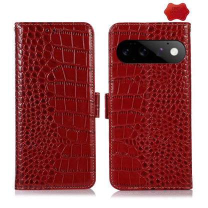 Crocodile Top Layer Cowhide Leather Phone Case, For Google Pixel 11 Pro XL, For Google Pixel 11 / 11 Pro, For Google Pixel 10a, For Google Pixel 10 Pro / 9 Pro, For Google Pixel 10 / 9, For Google Pixel 9a