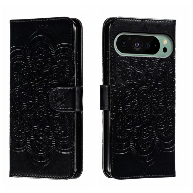 Sun Mandala Embossing Pattern Phone Leather Case, For Google Pixel 9a, For Google Pixel 9 Pro, For Google Pixel 9, For Google Pixel 8A, For Google Pixel 8 Pro, For Google Pixel 8