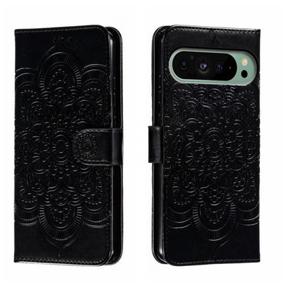 Sun Mandala Embossing Pattern Phone Leather Case, For Google Pixel 9a, For Google Pixel 9 Pro, For Google Pixel 9, For Google Pixel 8A, For Google Pixel 8 Pro, For Google Pixel 8