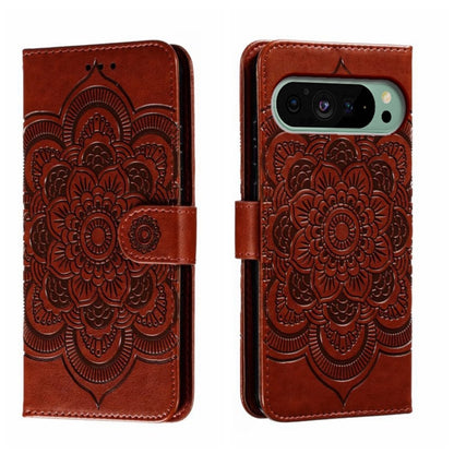 Sun Mandala Embossing Pattern Phone Leather Case, For Google Pixel 9a, For Google Pixel 9 Pro, For Google Pixel 9, For Google Pixel 8A, For Google Pixel 8 Pro, For Google Pixel 8