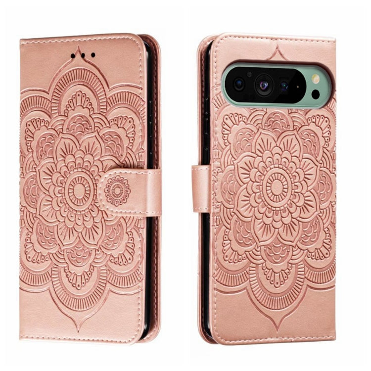 Sun Mandala Embossing Pattern Phone Leather Case, For Google Pixel 9a, For Google Pixel 9 Pro, For Google Pixel 9, For Google Pixel 8A, For Google Pixel 8 Pro, For Google Pixel 8