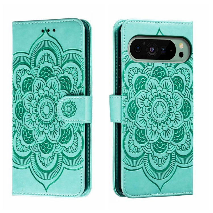Sun Mandala Embossing Pattern Phone Leather Case, For Google Pixel 9a, For Google Pixel 9 Pro, For Google Pixel 9, For Google Pixel 8A, For Google Pixel 8 Pro, For Google Pixel 8