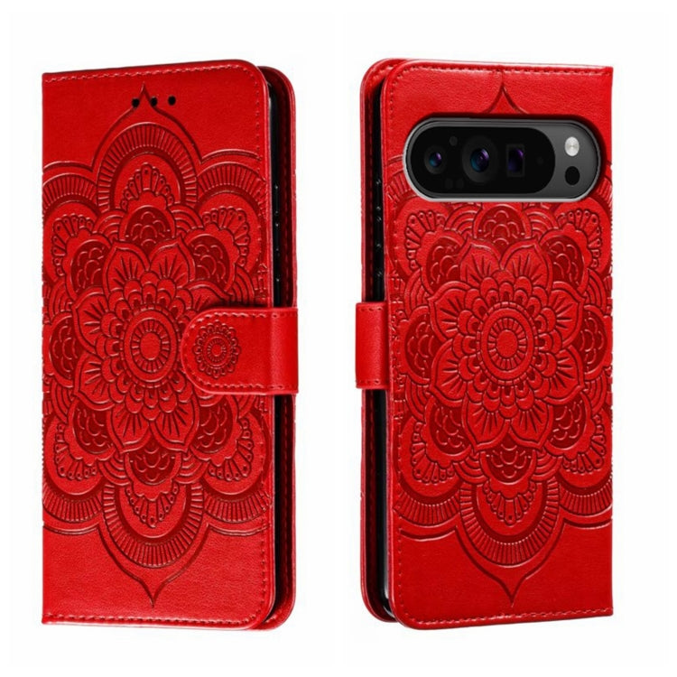 Sun Mandala Embossing Pattern Phone Leather Case, For Google Pixel 9a, For Google Pixel 9 Pro, For Google Pixel 9, For Google Pixel 8A, For Google Pixel 8 Pro, For Google Pixel 8