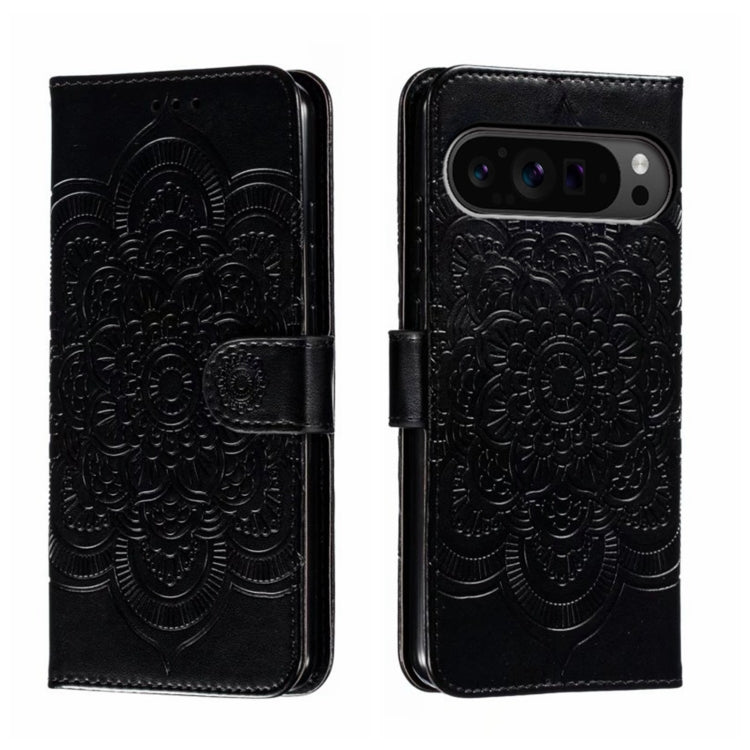 Sun Mandala Embossing Pattern Phone Leather Case, For Google Pixel 9a, For Google Pixel 9 Pro, For Google Pixel 9, For Google Pixel 8A, For Google Pixel 8 Pro, For Google Pixel 8