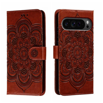 Sun Mandala Embossing Pattern Phone Leather Case, For Google Pixel 9a, For Google Pixel 9 Pro, For Google Pixel 9, For Google Pixel 8A, For Google Pixel 8 Pro, For Google Pixel 8