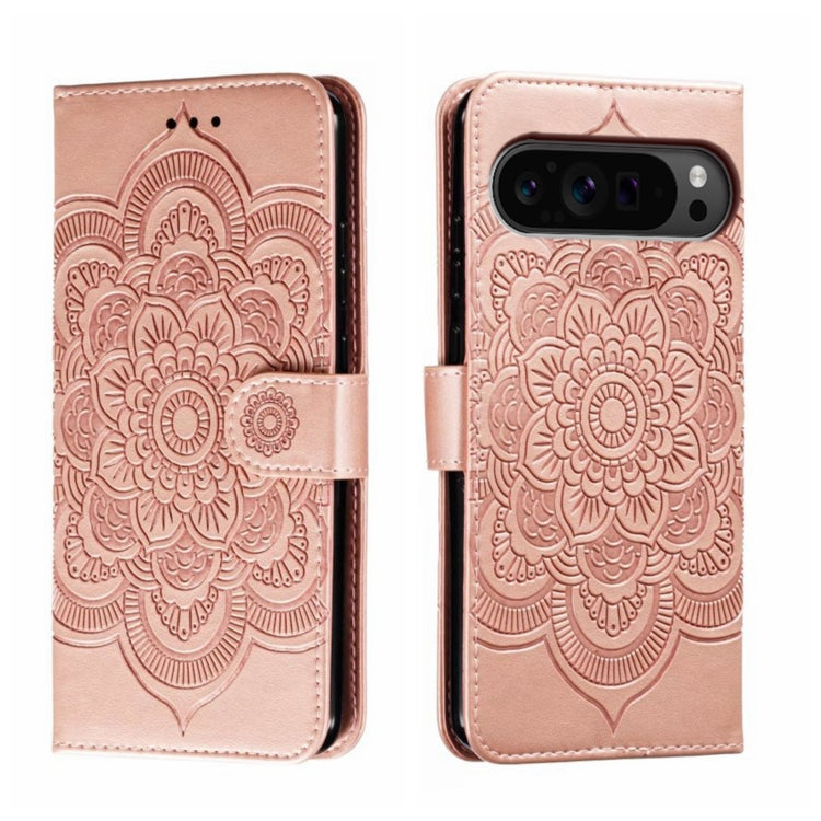 Sun Mandala Embossing Pattern Phone Leather Case, For Google Pixel 9a, For Google Pixel 9 Pro, For Google Pixel 9, For Google Pixel 8A, For Google Pixel 8 Pro, For Google Pixel 8