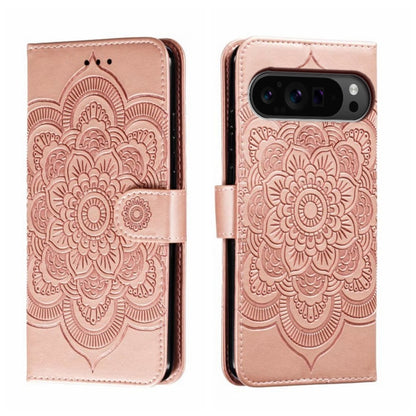Sun Mandala Embossing Pattern Phone Leather Case, For Google Pixel 9a, For Google Pixel 9 Pro, For Google Pixel 9, For Google Pixel 8A, For Google Pixel 8 Pro, For Google Pixel 8