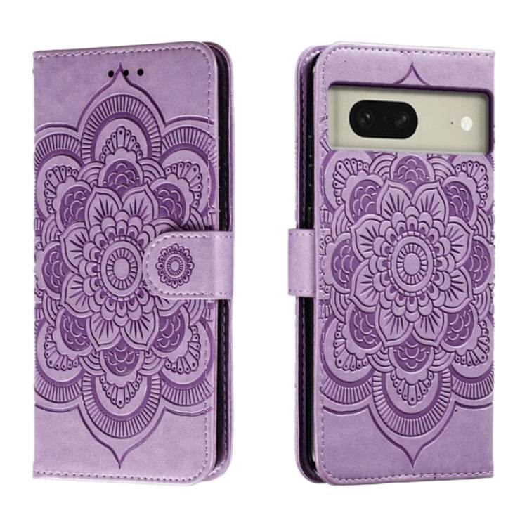 Sun Mandala Embossing Pattern Phone Leather Case, For Google Pixel 9a, For Google Pixel 9 Pro, For Google Pixel 9, For Google Pixel 8A, For Google Pixel 8 Pro, For Google Pixel 8