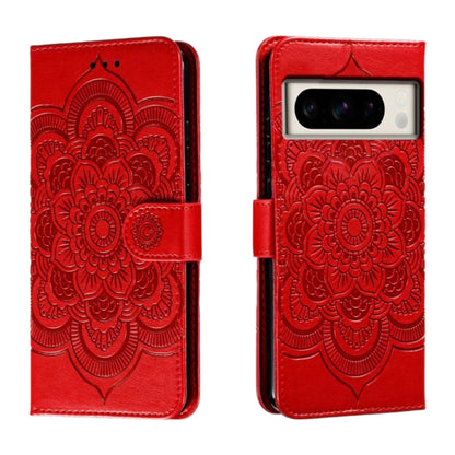 Sun Mandala Embossing Pattern Phone Leather Case, For Google Pixel 9a, For Google Pixel 9 Pro, For Google Pixel 9, For Google Pixel 8A, For Google Pixel 8 Pro, For Google Pixel 8