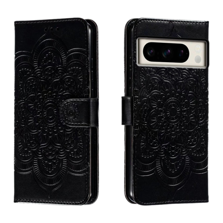 Sun Mandala Embossing Pattern Phone Leather Case, For Google Pixel 9a, For Google Pixel 9 Pro, For Google Pixel 9, For Google Pixel 8A, For Google Pixel 8 Pro, For Google Pixel 8