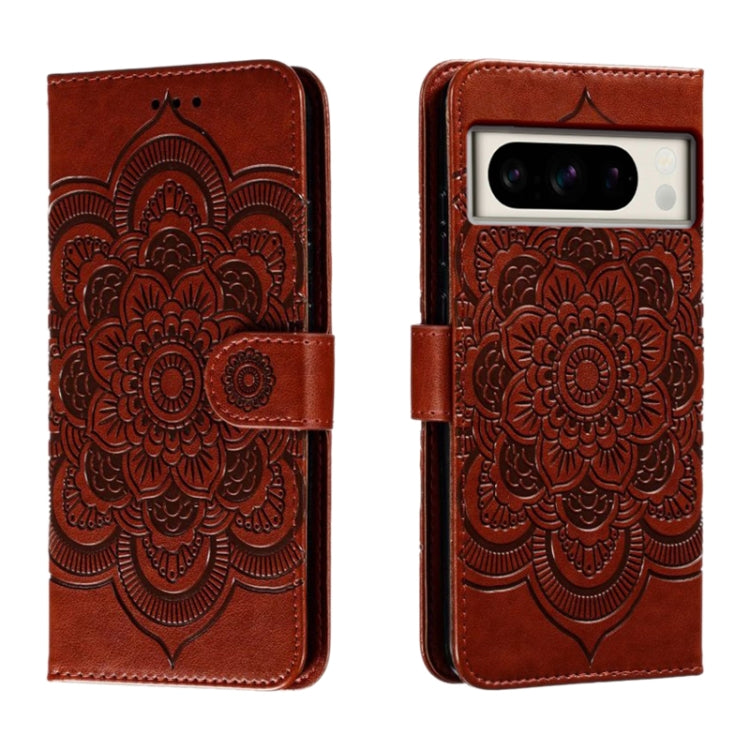 Sun Mandala Embossing Pattern Phone Leather Case, For Google Pixel 9a, For Google Pixel 9 Pro, For Google Pixel 9, For Google Pixel 8A, For Google Pixel 8 Pro, For Google Pixel 8