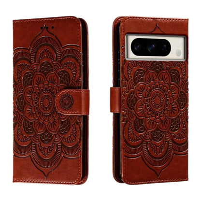 Sun Mandala Embossing Pattern Phone Leather Case, For Google Pixel 9a, For Google Pixel 9 Pro, For Google Pixel 9, For Google Pixel 8A, For Google Pixel 8 Pro, For Google Pixel 8