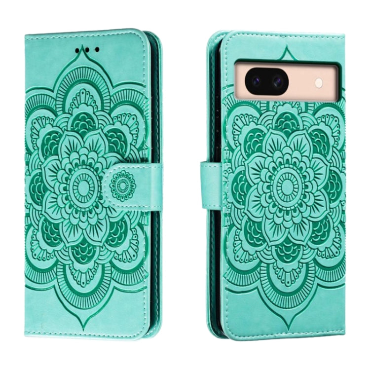Sun Mandala Embossing Pattern Phone Leather Case, For Google Pixel 9a, For Google Pixel 9 Pro, For Google Pixel 9, For Google Pixel 8A, For Google Pixel 8 Pro, For Google Pixel 8