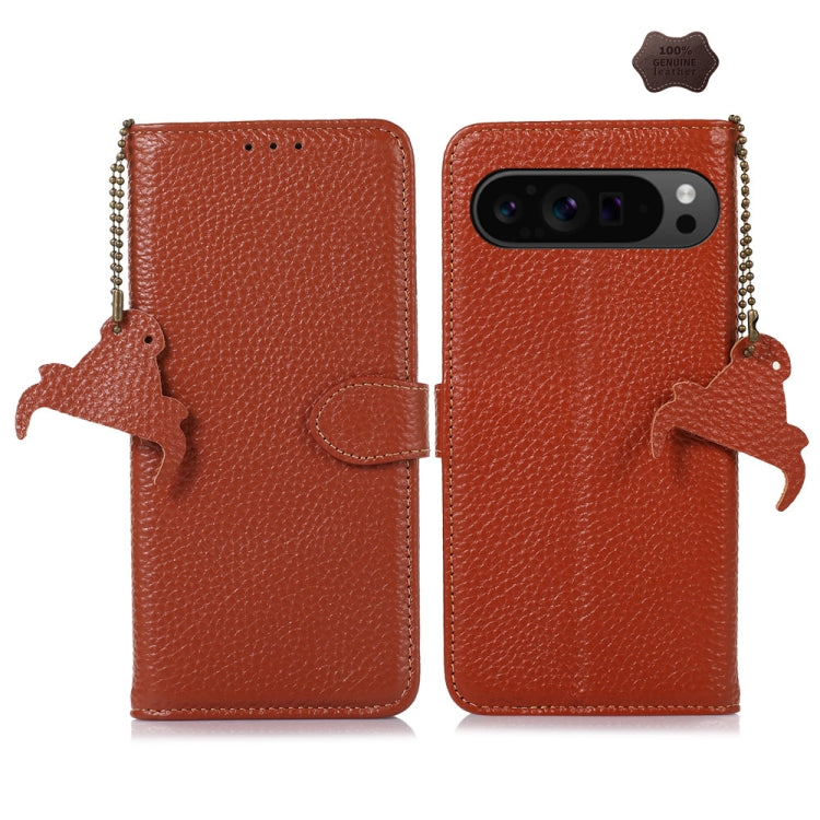 Genuine Leather Litchi Texture RFID Leather Phone Case, For Google Pixel 11 Pro XL, For Google Pixel 11 / 11 Pro, For Google Pixel 10a, For Google Pixel 10 / 9, For Google Pixel 9a, For Google Pixel 10 Pro / 9 Pro