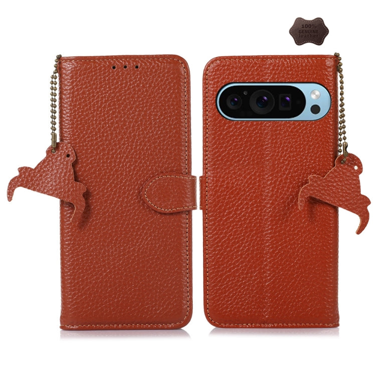 Genuine Leather Litchi Texture RFID Leather Phone Case, For Google Pixel 11 Pro XL, For Google Pixel 11 / 11 Pro, For Google Pixel 10a, For Google Pixel 10 / 9, For Google Pixel 9a, For Google Pixel 10 Pro / 9 Pro