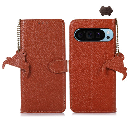 Genuine Leather Litchi Texture RFID Leather Phone Case, For Google Pixel 11 Pro XL, For Google Pixel 11 / 11 Pro, For Google Pixel 10a, For Google Pixel 10 / 9, For Google Pixel 9a, For Google Pixel 10 Pro / 9 Pro