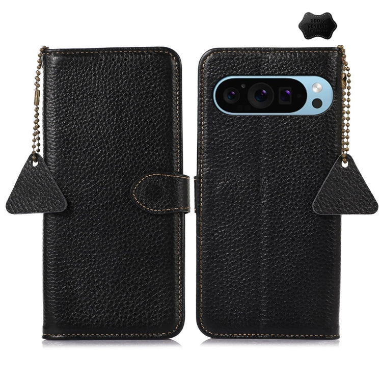 Genuine Leather Litchi Texture RFID Leather Phone Case, For Google Pixel 11 Pro XL, For Google Pixel 11 / 11 Pro, For Google Pixel 10a, For Google Pixel 10 / 9, For Google Pixel 9a, For Google Pixel 10 Pro / 9 Pro