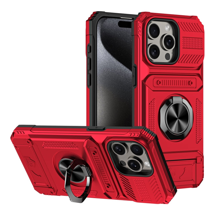 TPU+PC Shockproof Card Phone Case with Metal Ring Holder