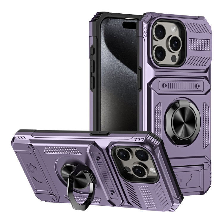 TPU+PC Shockproof Card Phone Case with Metal Ring Holder