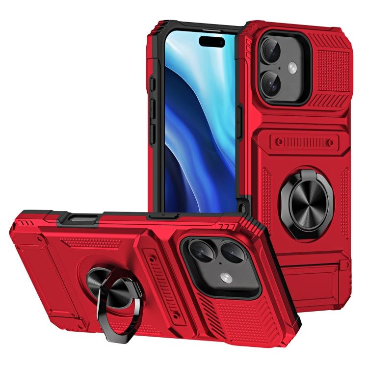 TPU+PC Shockproof Card Phone Case with Metal Ring Holder