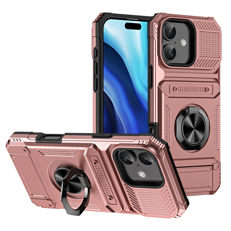 TPU+PC Shockproof Card Phone Case with Metal Ring Holder