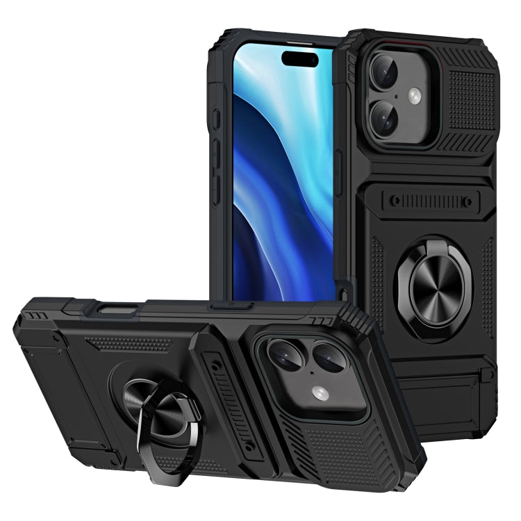 TPU+PC Shockproof Card Phone Case with Metal Ring Holder