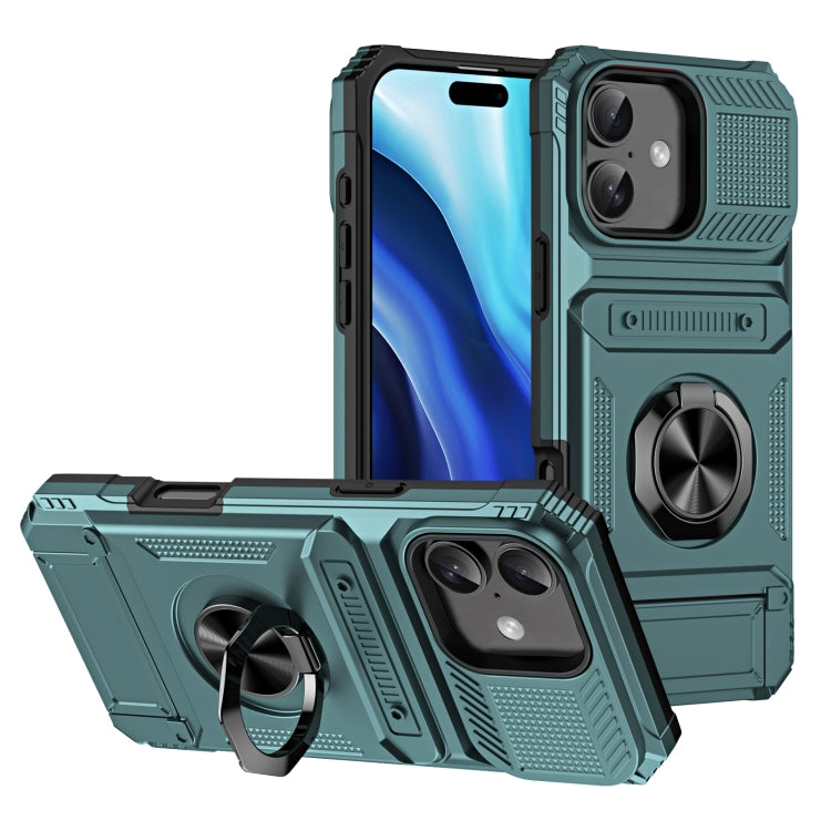 TPU+PC Shockproof Card Phone Case with Metal Ring Holder