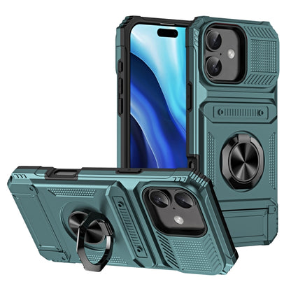 TPU+PC Shockproof Card Phone Case with Metal Ring Holder