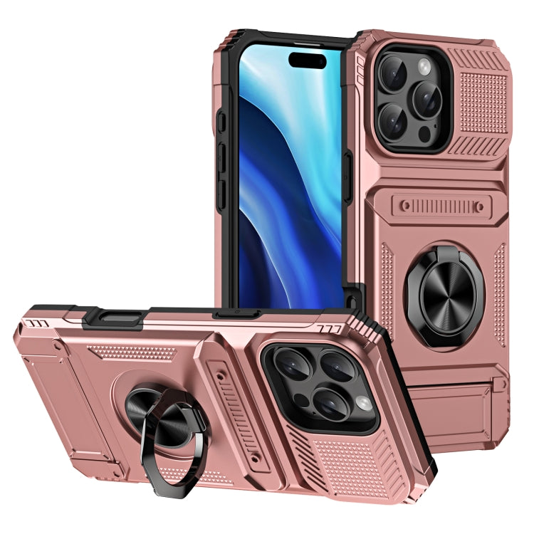 TPU+PC Shockproof Card Phone Case with Metal Ring Holder