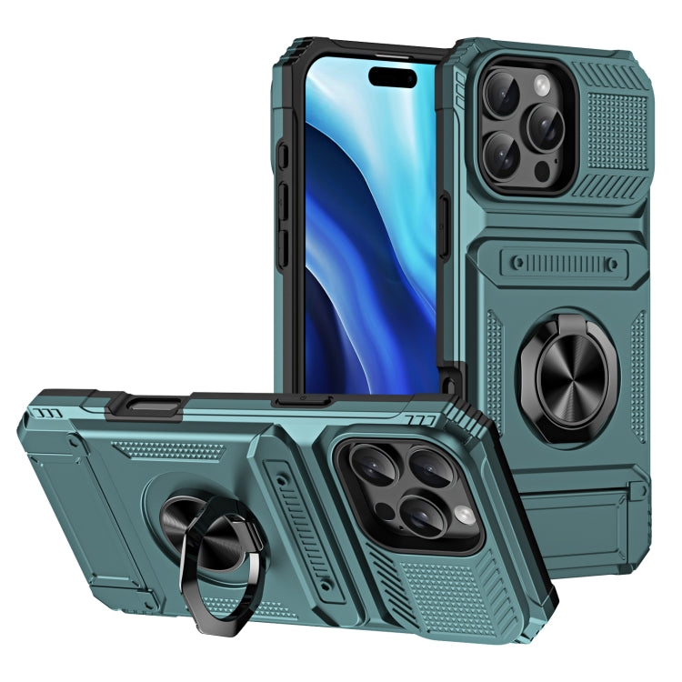 TPU+PC Shockproof Card Phone Case with Metal Ring Holder