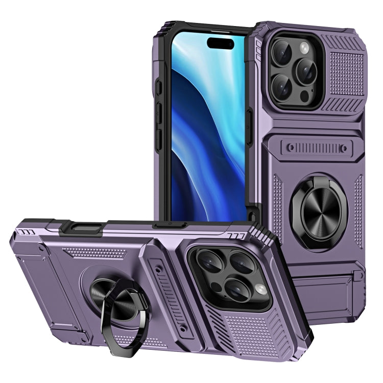 TPU+PC Shockproof Card Phone Case with Metal Ring Holder