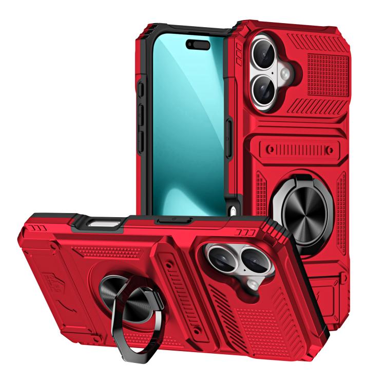 TPU+PC Shockproof Card Phone Case with Metal Ring Holder