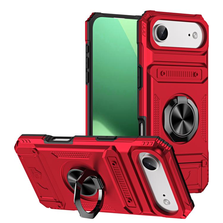 TPU+PC Shockproof Card Phone Case with Metal Ring Holder
