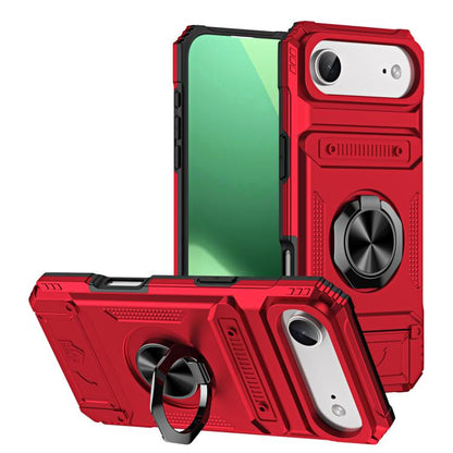 TPU+PC Shockproof Card Phone Case with Metal Ring Holder