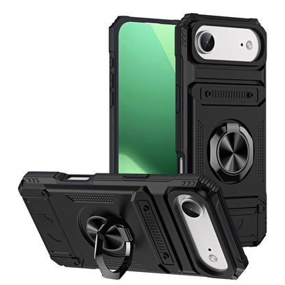 TPU+PC Shockproof Card Phone Case with Metal Ring Holder