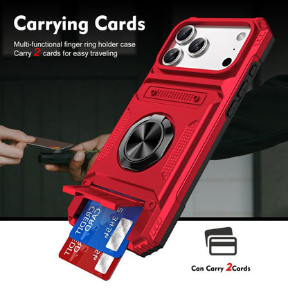 TPU+PC Shockproof Card Phone Case with Metal Ring Holder, For iPhone 18 Pro / 17 Pro, For iPhone 18 Pro Max / 17 Pro Max, For iPhone 17, For iPhone 17 Air, For iPhone 16 Pro Max, For iPhone 16 Pro, For iPhone 16 Plus, For iPhone 16, For iPhone 15 Pro M...