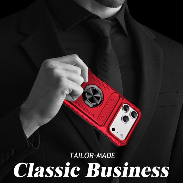 TPU+PC Shockproof Card Phone Case with Metal Ring Holder
