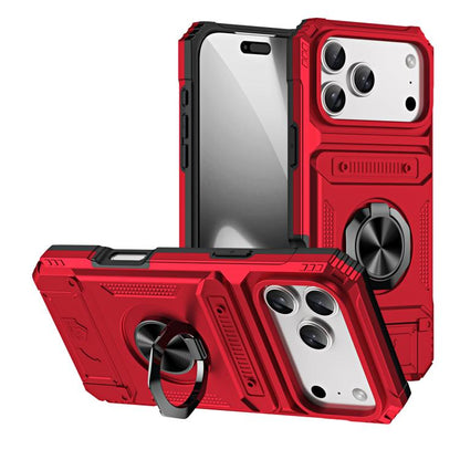 TPU+PC Shockproof Card Phone Case with Metal Ring Holder, For iPhone 18 Pro / 17 Pro, For iPhone 18 Pro Max / 17 Pro Max, For iPhone 17, For iPhone 17 Air, For iPhone 16 Pro Max, For iPhone 16 Pro, For iPhone 16 Plus, For iPhone 16, For iPhone 15 Pro M...