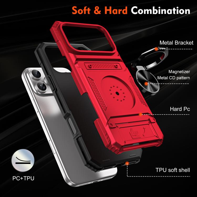 TPU+PC Shockproof Card Phone Case with Metal Ring Holder
