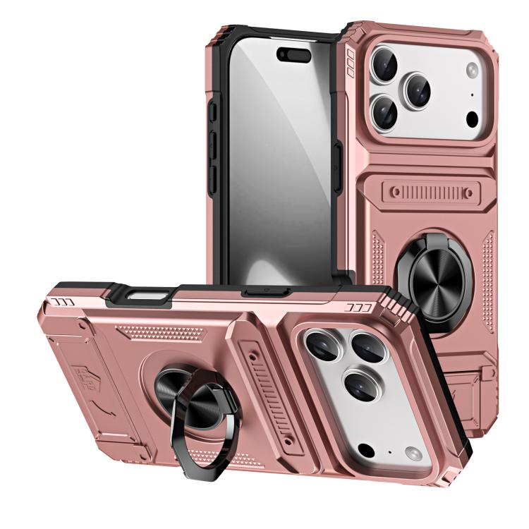 TPU+PC Shockproof Card Phone Case with Metal Ring Holder, For iPhone 18 Pro / 17 Pro, For iPhone 18 Pro Max / 17 Pro Max, For iPhone 17, For iPhone 17 Air, For iPhone 16 Pro Max, For iPhone 16 Pro, For iPhone 16 Plus, For iPhone 16, For iPhone 15 Pro M...