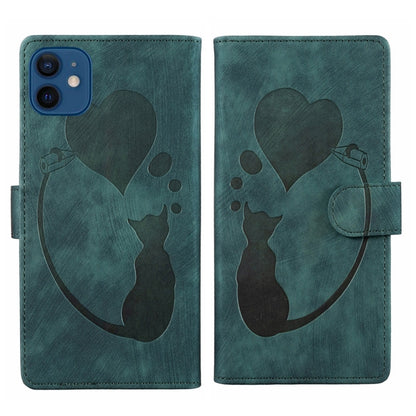 Pen Heart Cat Embossed Leather Phone Case