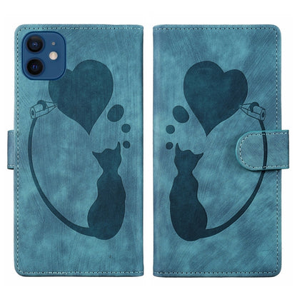 Pen Heart Cat Embossed Leather Phone Case