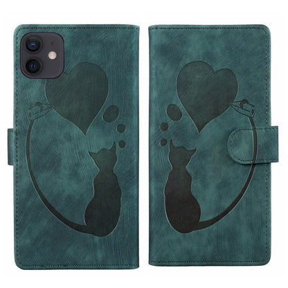 Pen Heart Cat Embossed Leather Phone Case