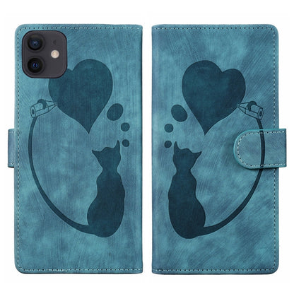 Pen Heart Cat Embossed Leather Phone Case