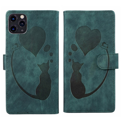 Pen Heart Cat Embossed Leather Phone Case