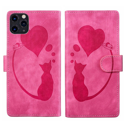 Pen Heart Cat Embossed Leather Phone Case