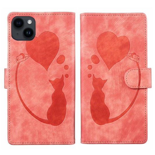 Pen Heart Cat Embossed Leather Phone Case, For iPhone 13 mini, For iPhone 12, For iPhone 12 Pro Max, For iPhone 12 Pro, For iPhone 12 mini, For iPhone 11 Pro Max, For iPhone 11, For iPhone 11 Pro, For iPhone X / XS, For iPhone XR, For iPhone XS Max