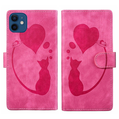 Pen Heart Cat Embossed Leather Phone Case